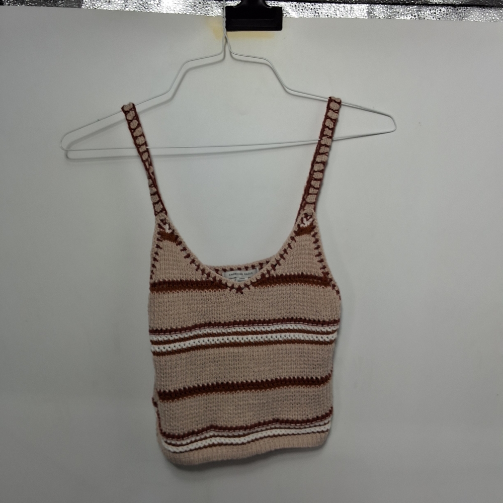 American Eagle Outfitters Cream and Brown Knit Camisole